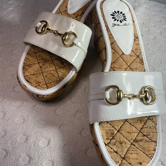 Yellow Box Corky Wedge Sandal White With Gold Bit Detail - Picture 10 of 16